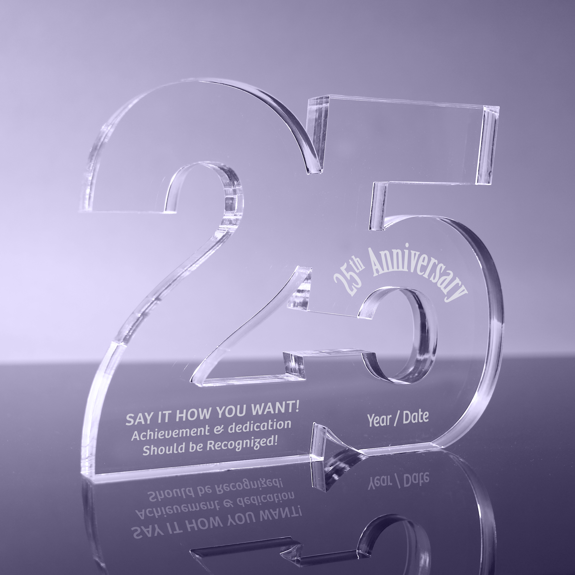 25 Acrylic Award - 6.5 x 8 x 1 inch Thick
