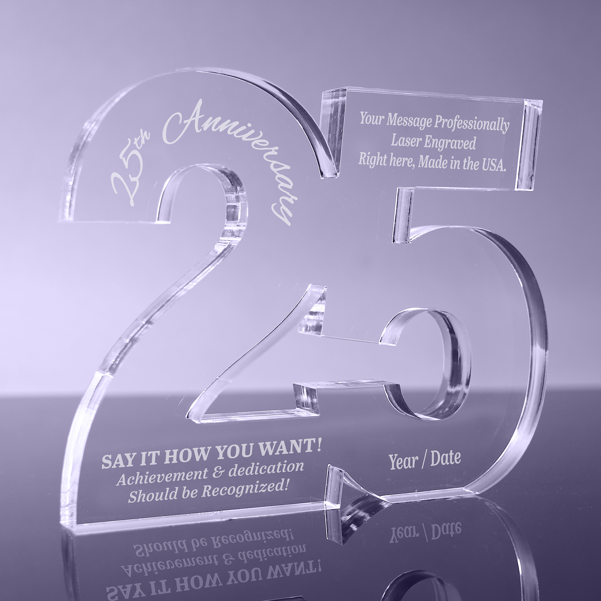 25 Number 1 inch Thick Acrylic Award - 8 inch