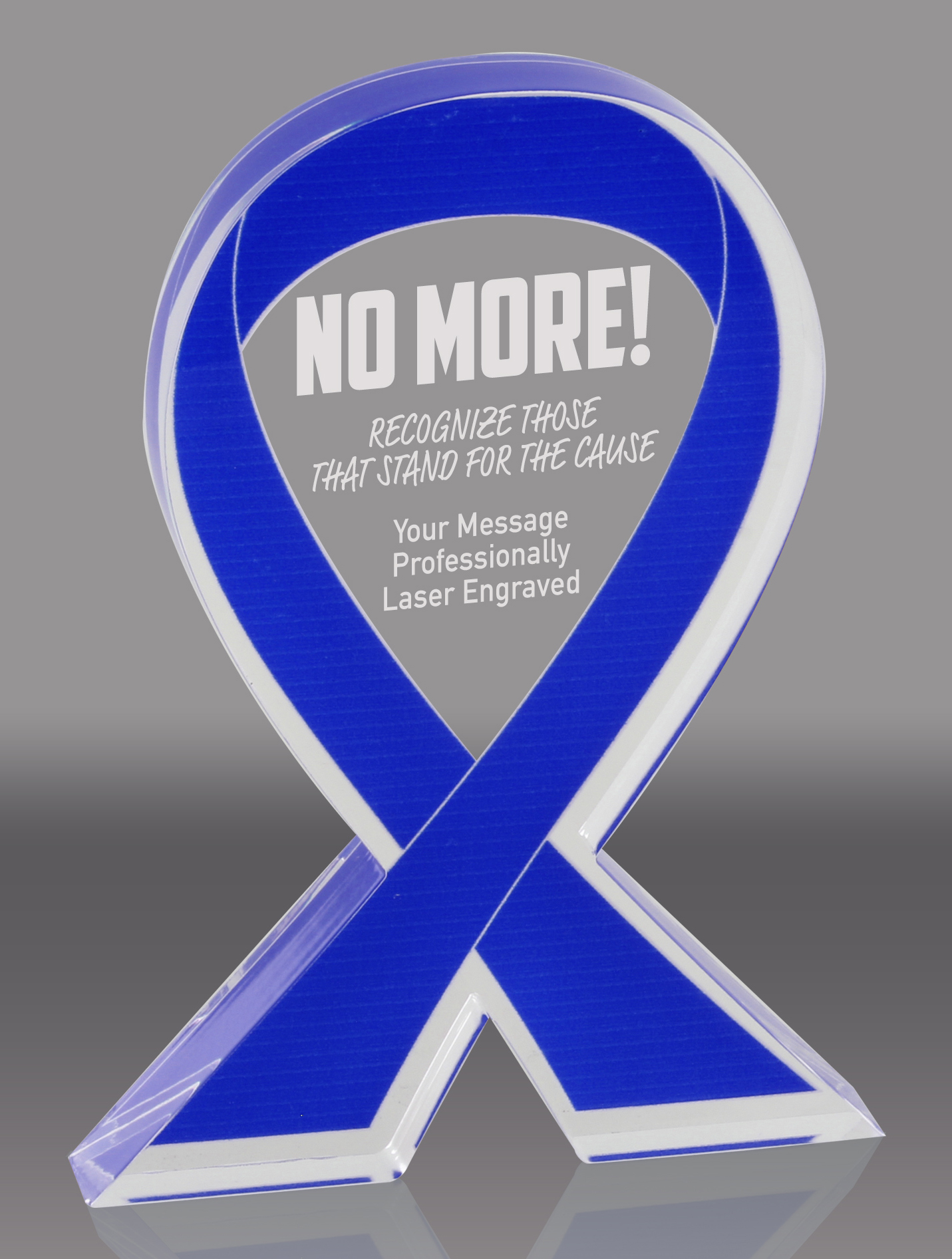 Blue Awareness Ribbon Acrylic Award - 5 inch
