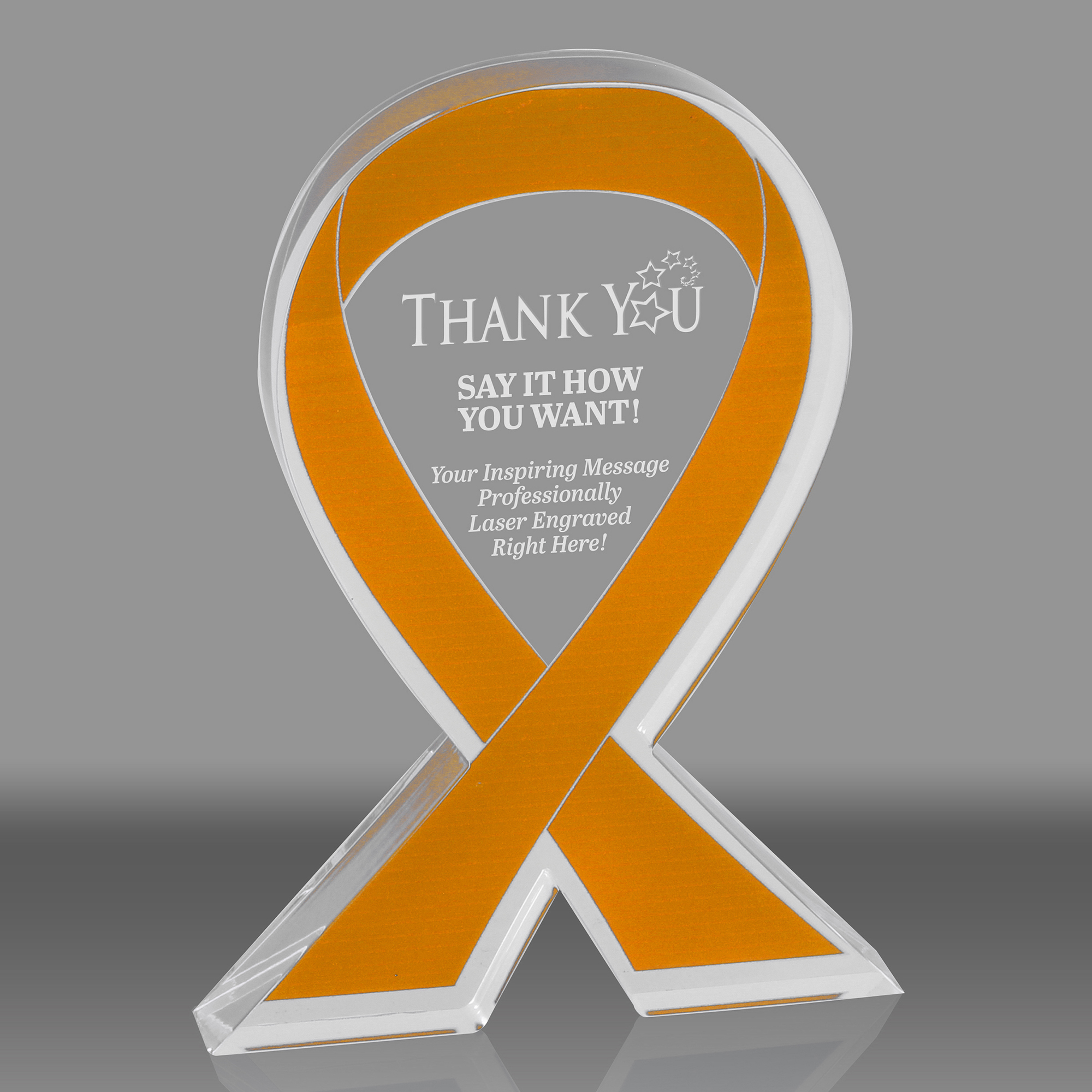 Orange Awareness Ribbon Acrylic Award - 7 inch