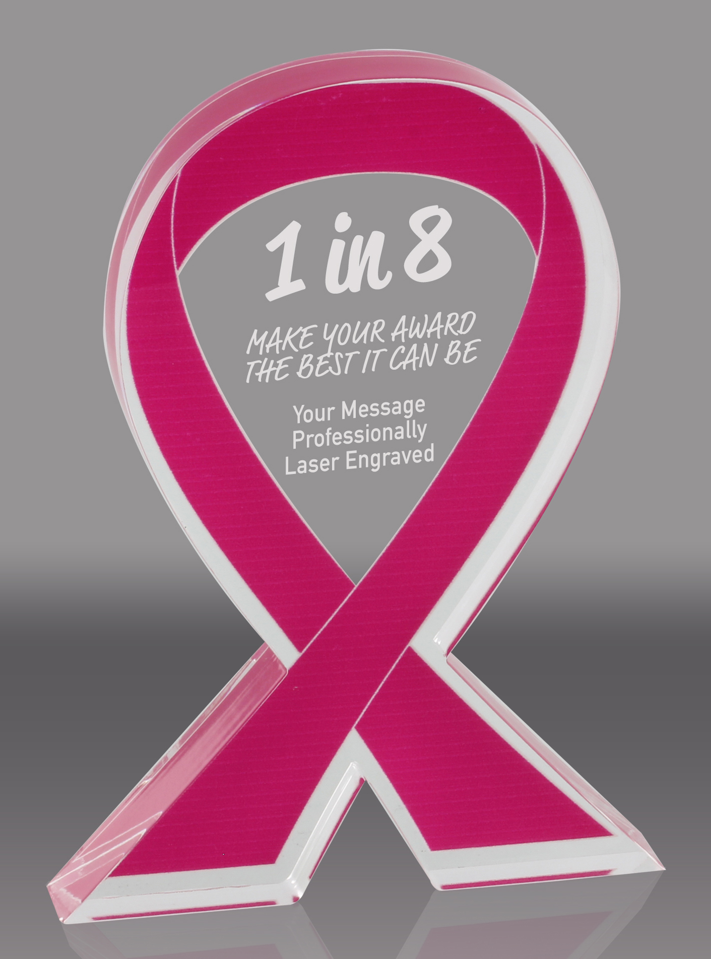 Pink Awareness Ribbon Acrylic Award - 5 inch