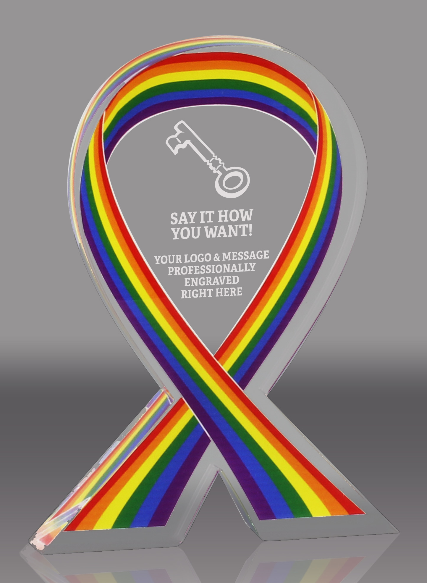 Pride Awareness Ribbon Acrylic Award - 5 inch
