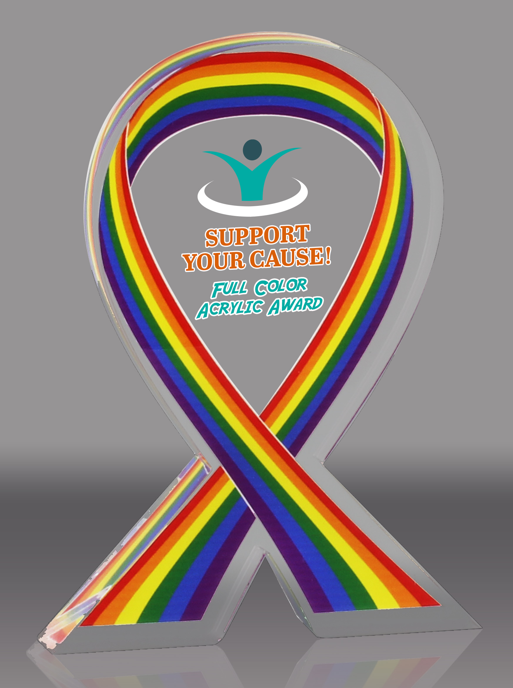 Custom Pride Awareness Ribbon Acrylic Award - 6 inch