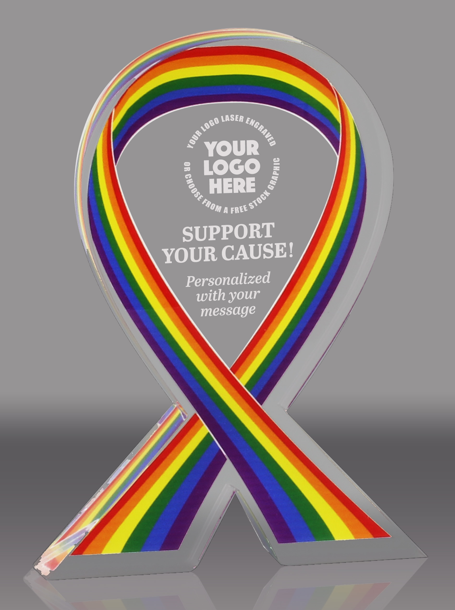 Pride Awareness Ribbon Acrylic Award - 6 inch
