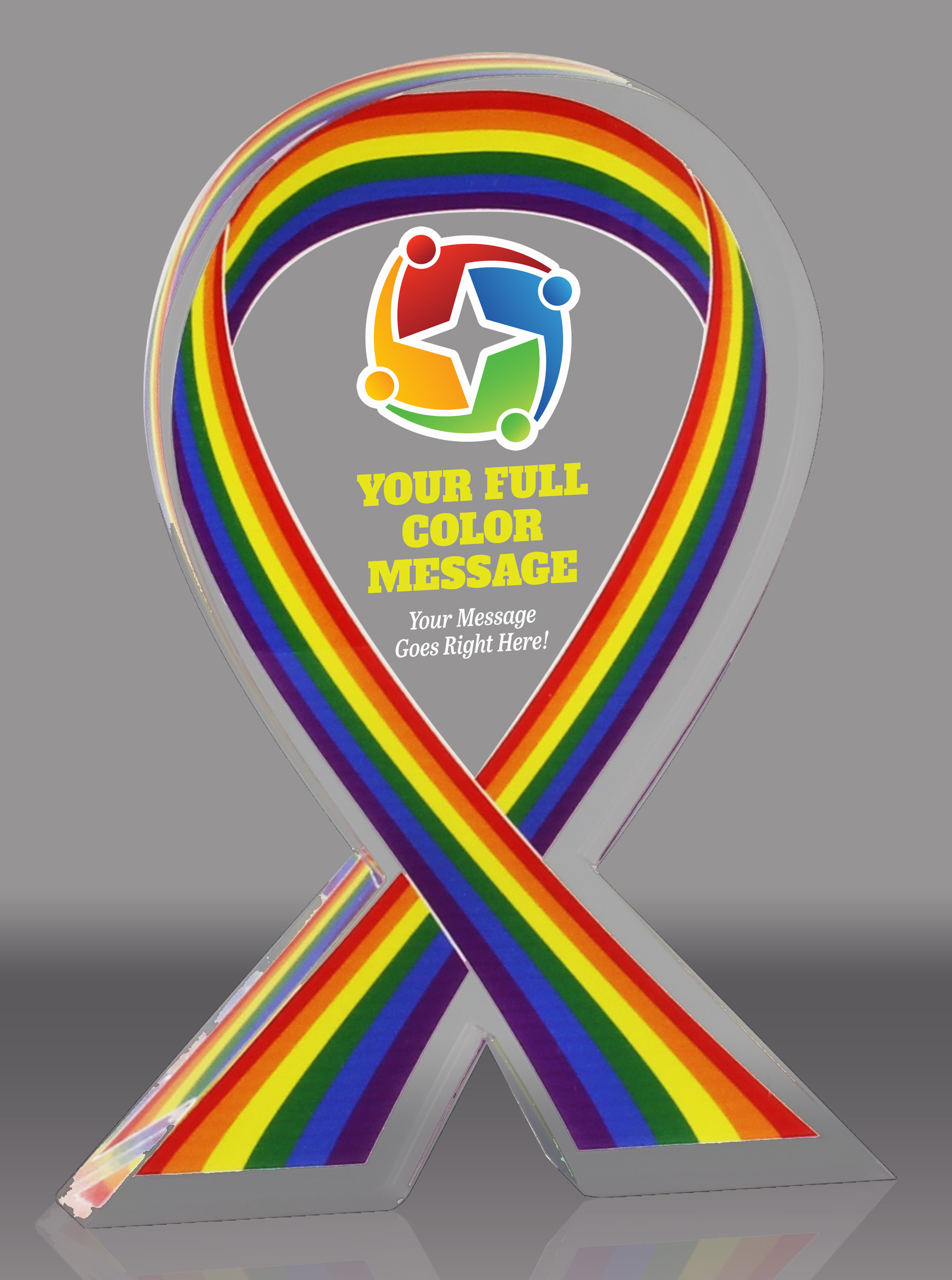 Custom Pride Awareness Ribbon Acrylic Award - 7 inch