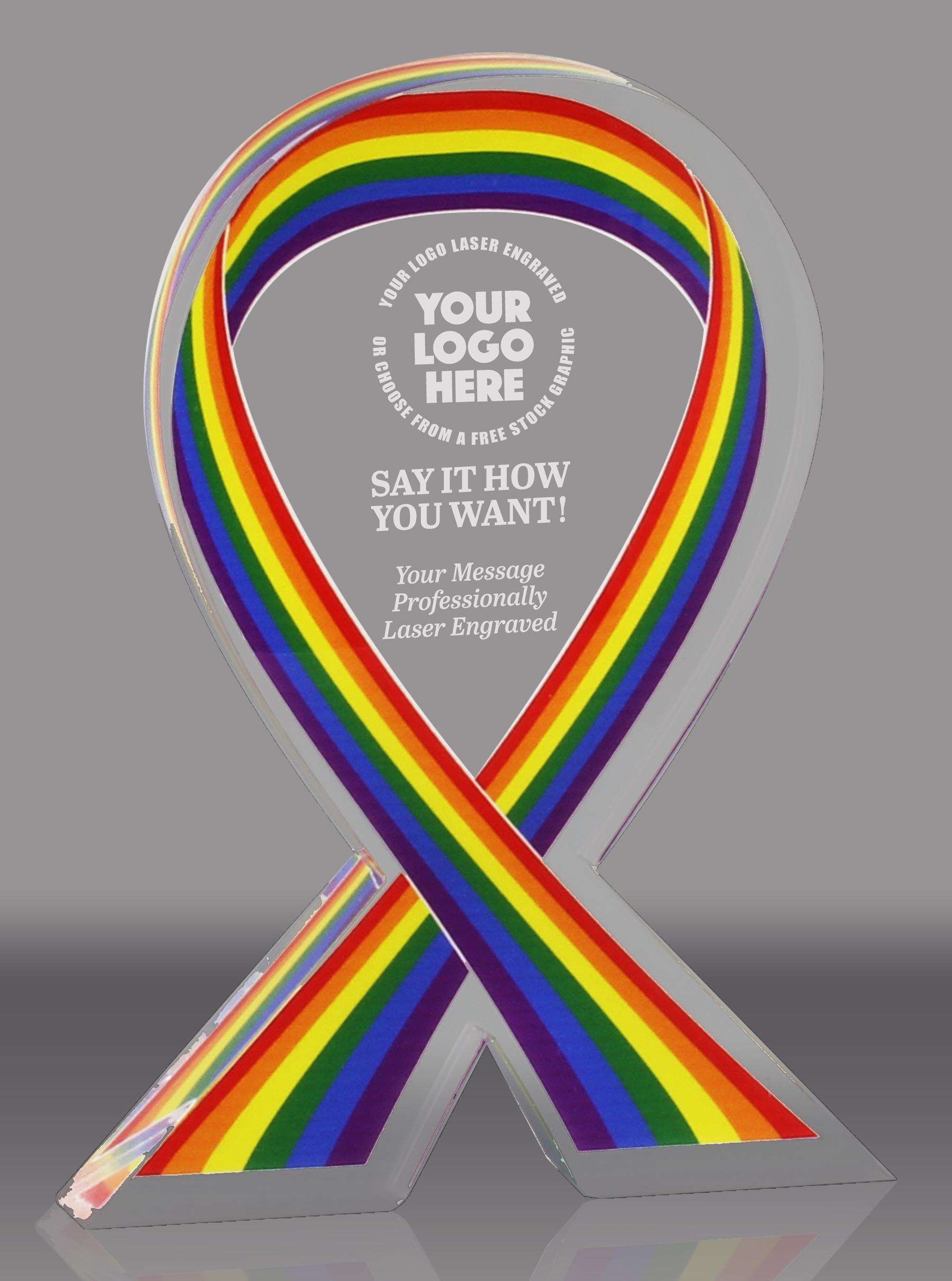 Pride Awareness Ribbon Acrylic Award - 7 inch
