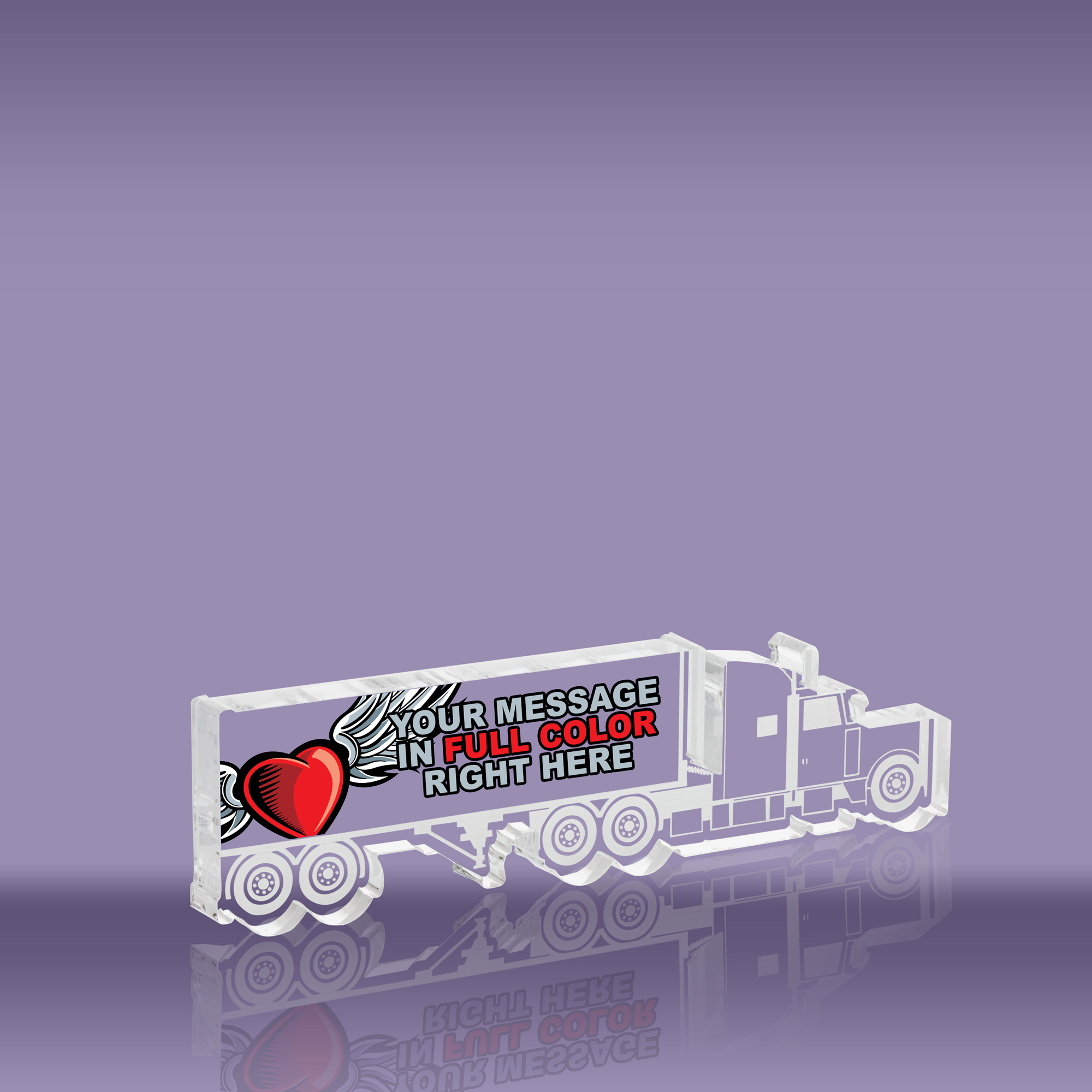 Conventional Tractor Trailer Acrylic Award - 8.5 inch Color