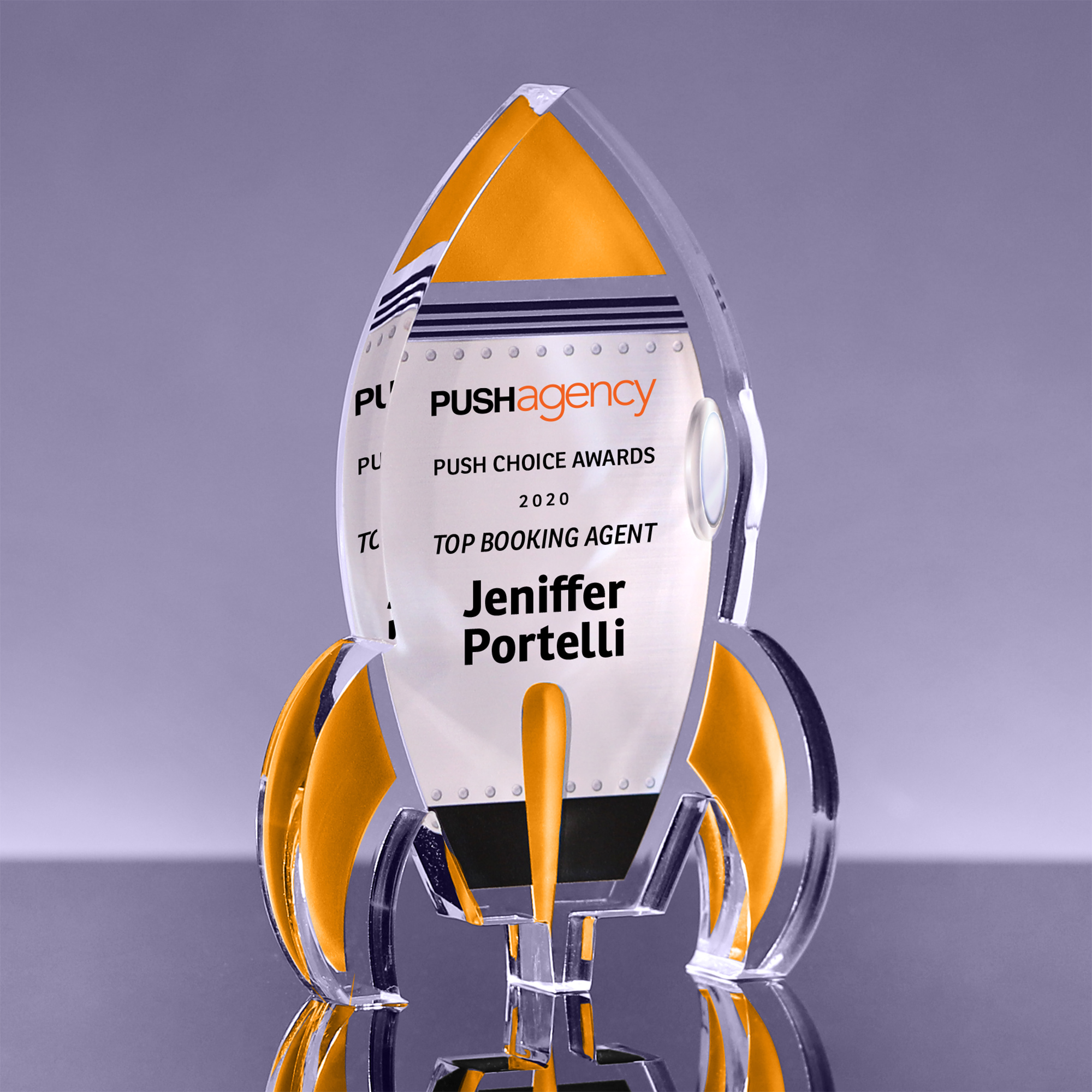 Orange Full Color Rocket Acrylic Award - 6 inch