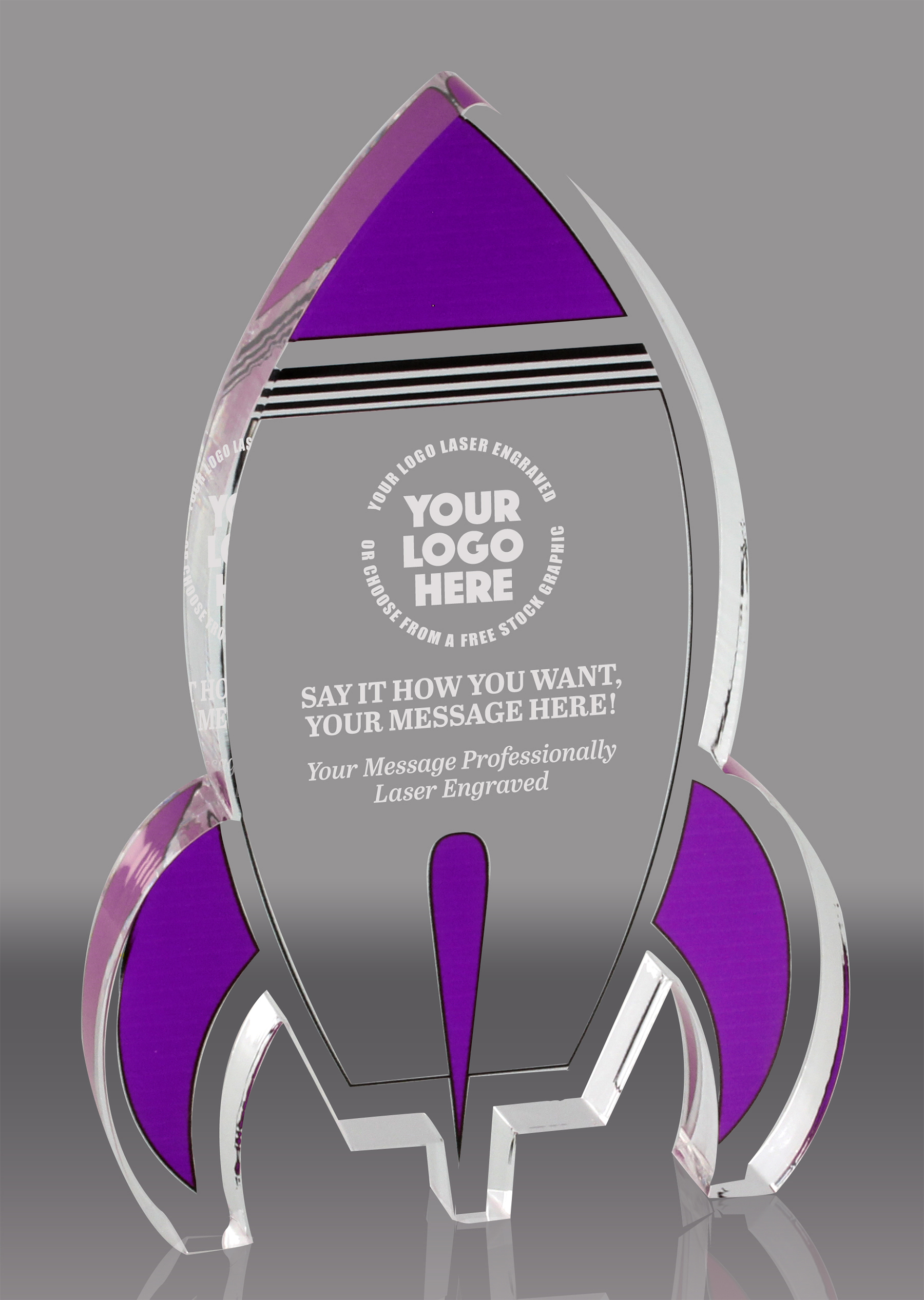 Purple Rocket Acrylic Award - 6 inch
