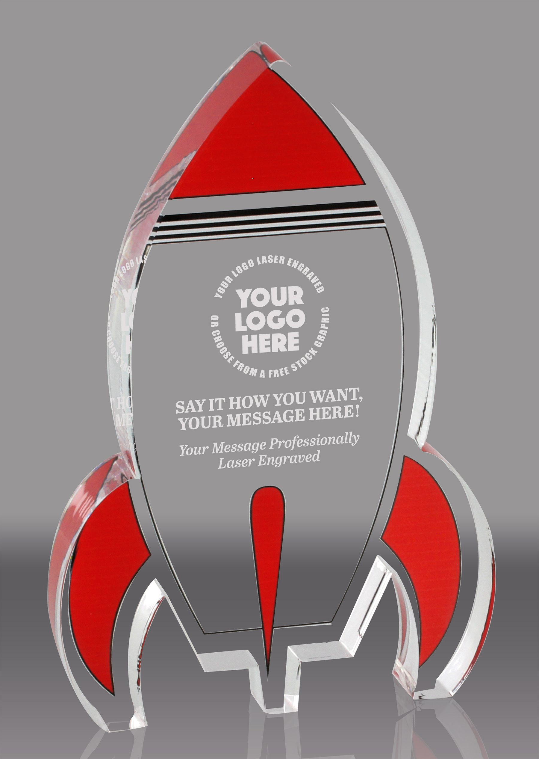 Red Rocket Acrylic Award - 6 inch