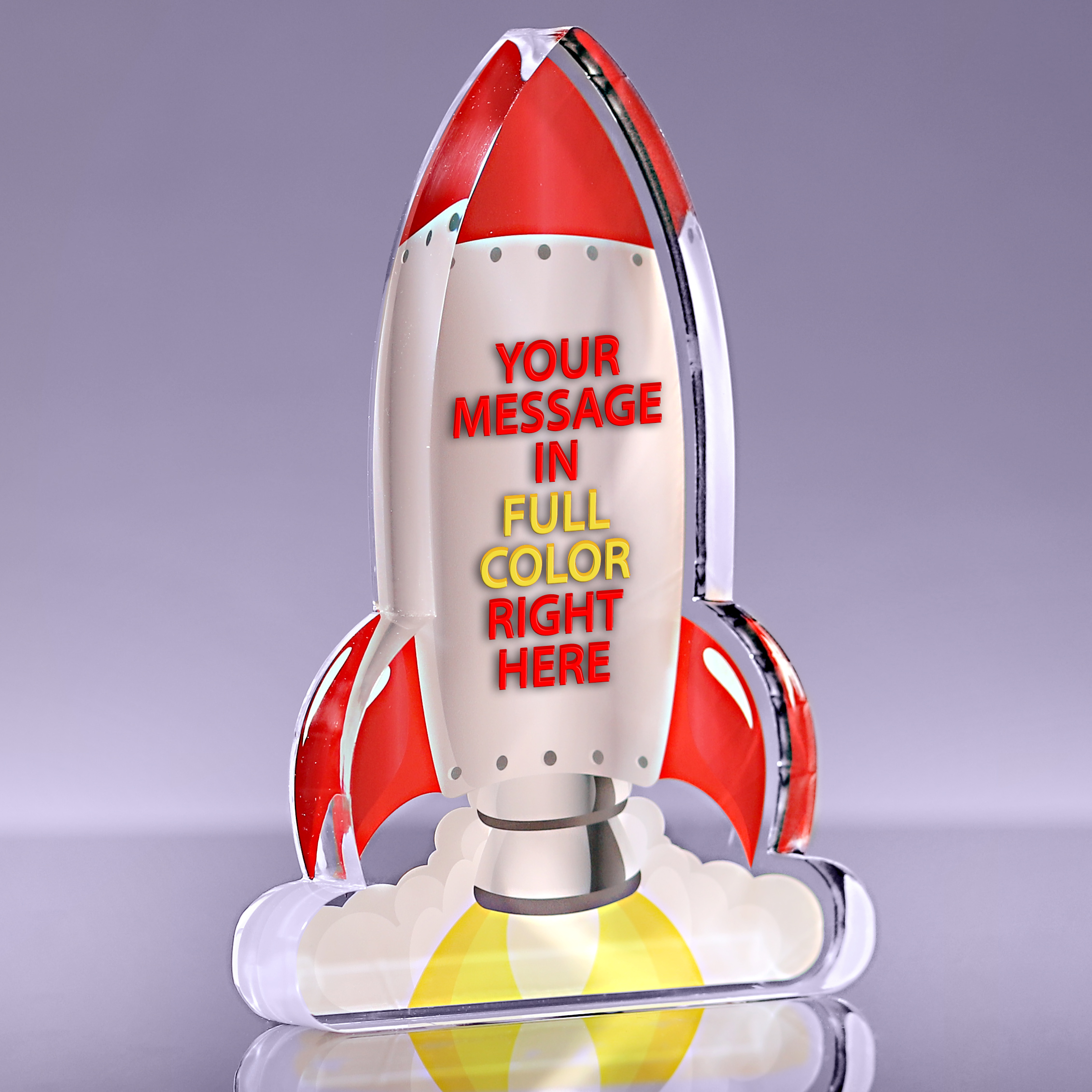 Blast Off Red Rocket Acrylic Award - 7 inch