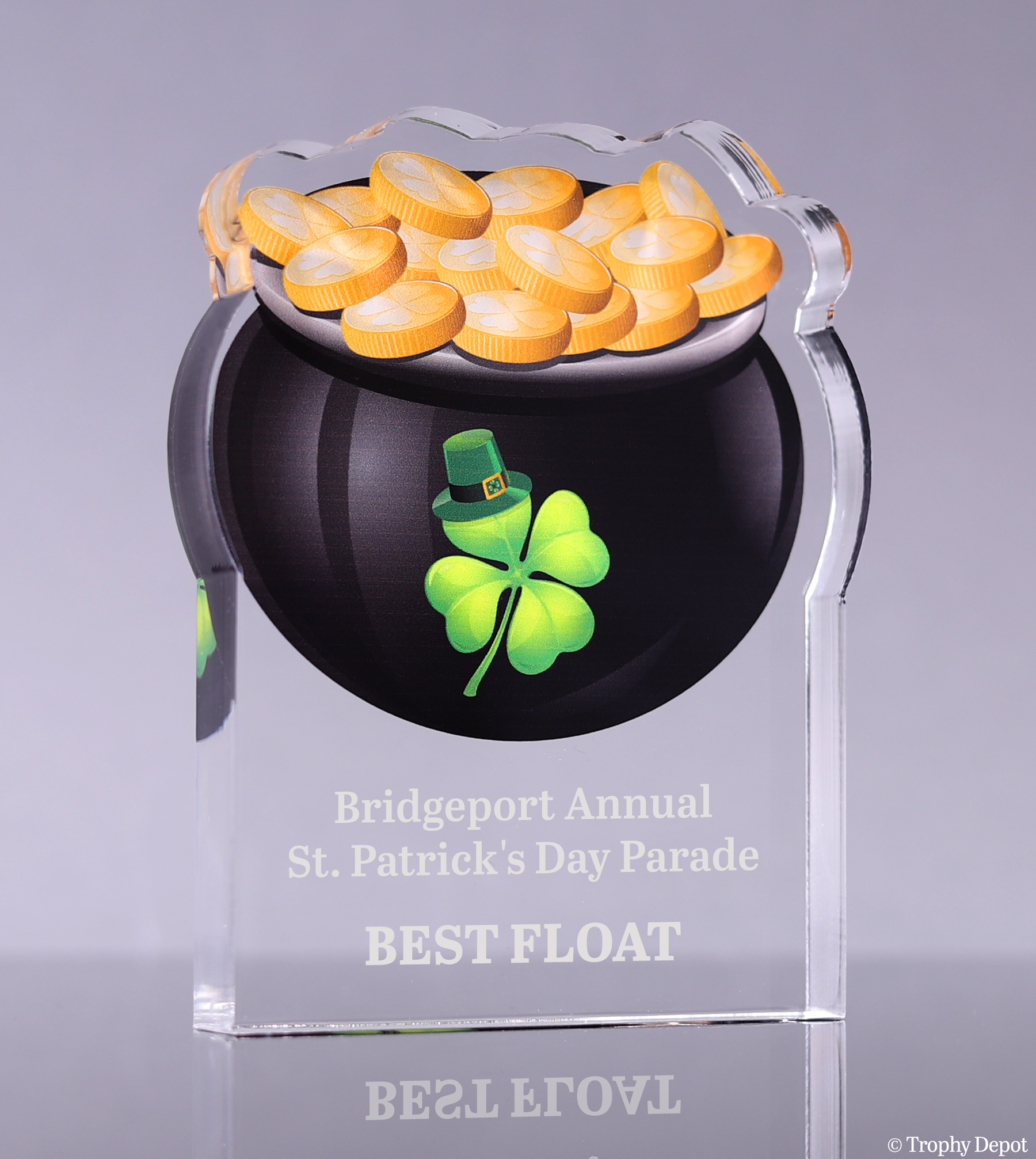 St. Patrick's Day Pot of Gold Acrylic Award - 5 inch