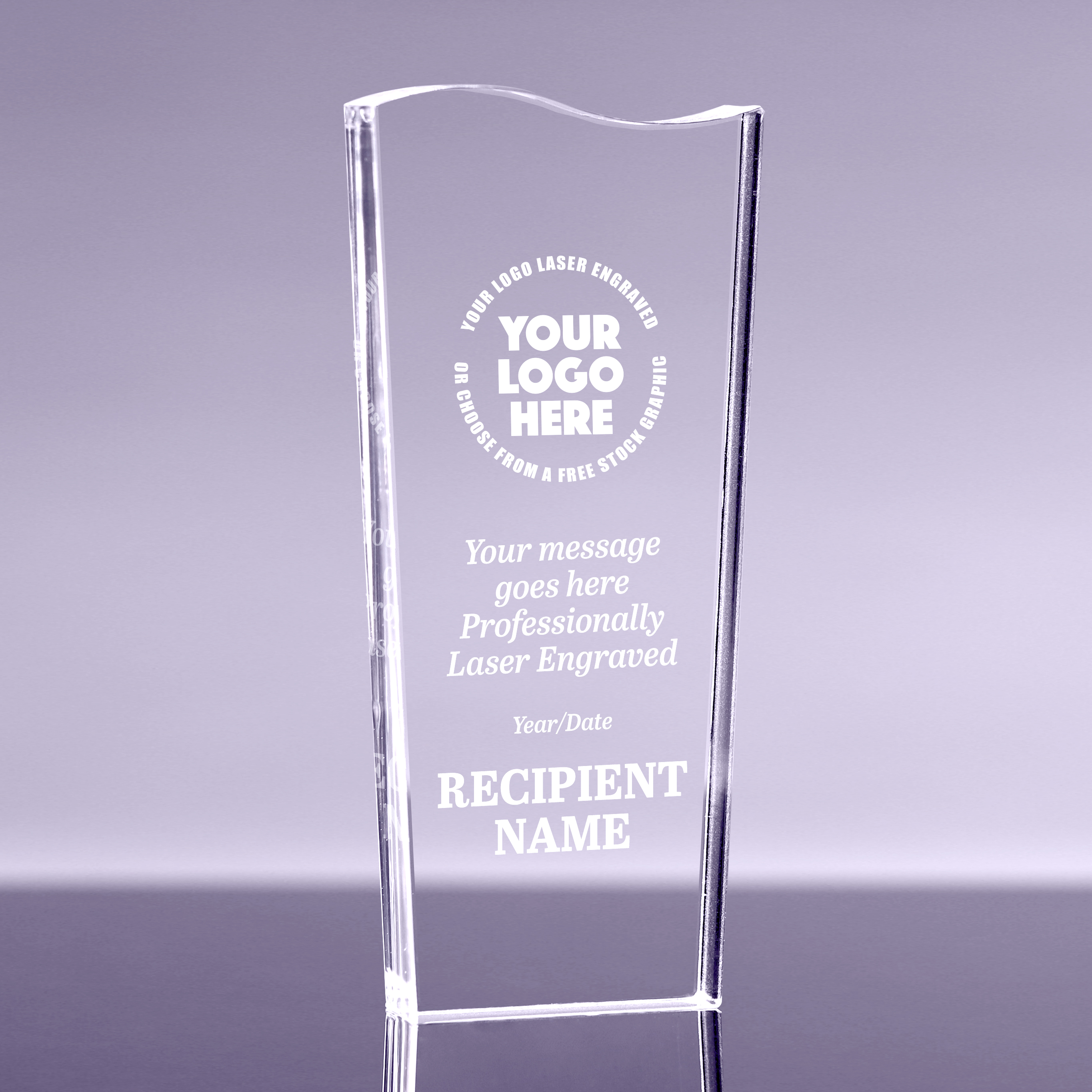 1 inch Thick Acrylic Tidal Wave Award - 10 inch