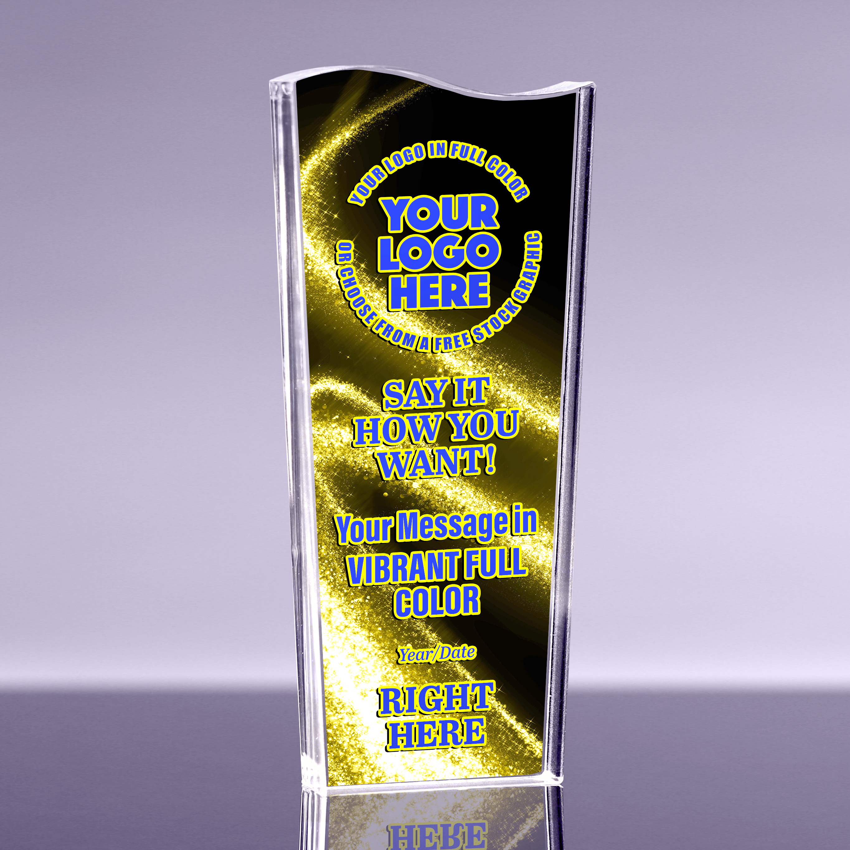 1 inch Thick Acrylic Tidal Wave Award - 9 inch Color