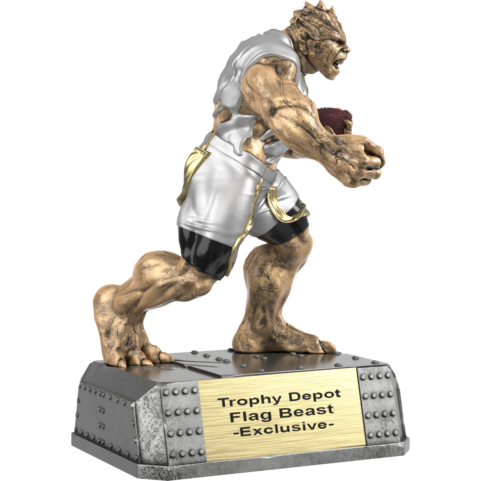 Flag Football Beast Sculpture Trophy - 9.25 inch