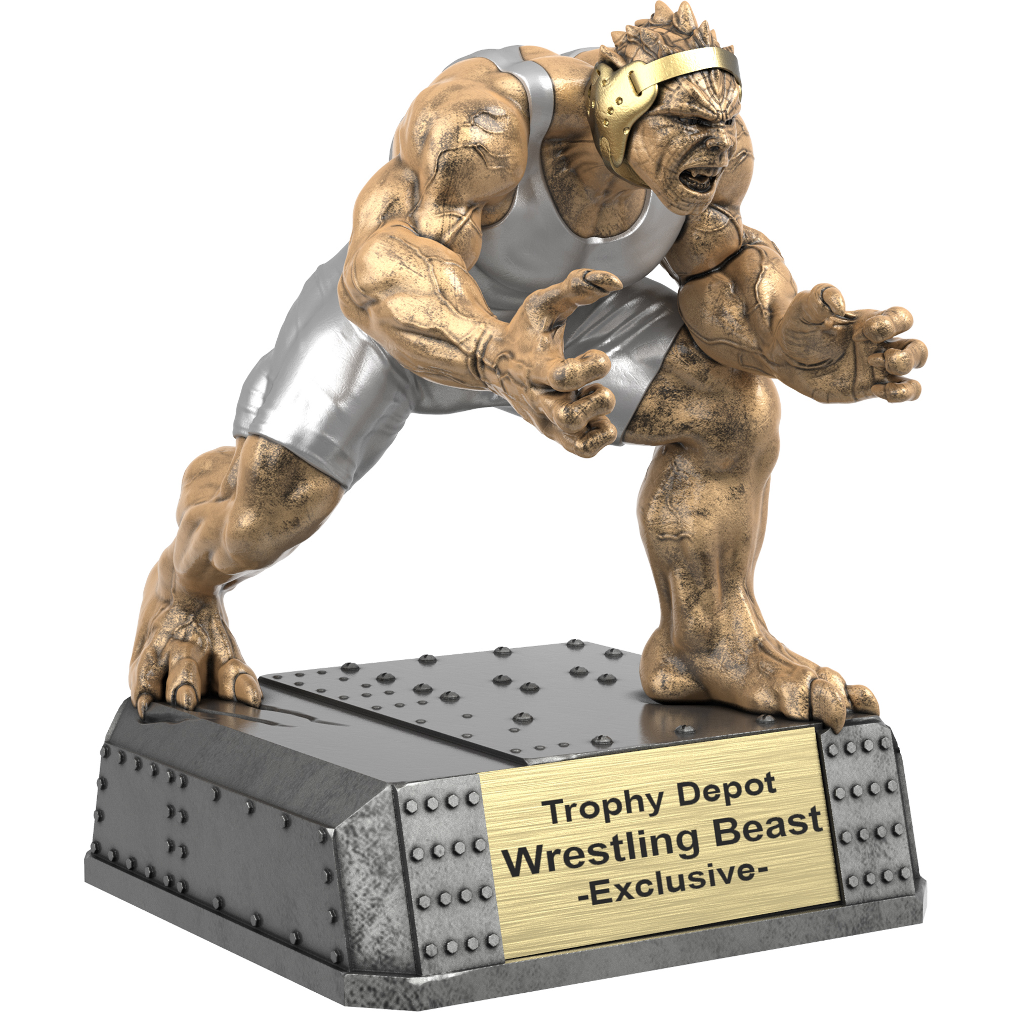 Wrestling Beast, Monster Sculpture Trophy - 6 inch