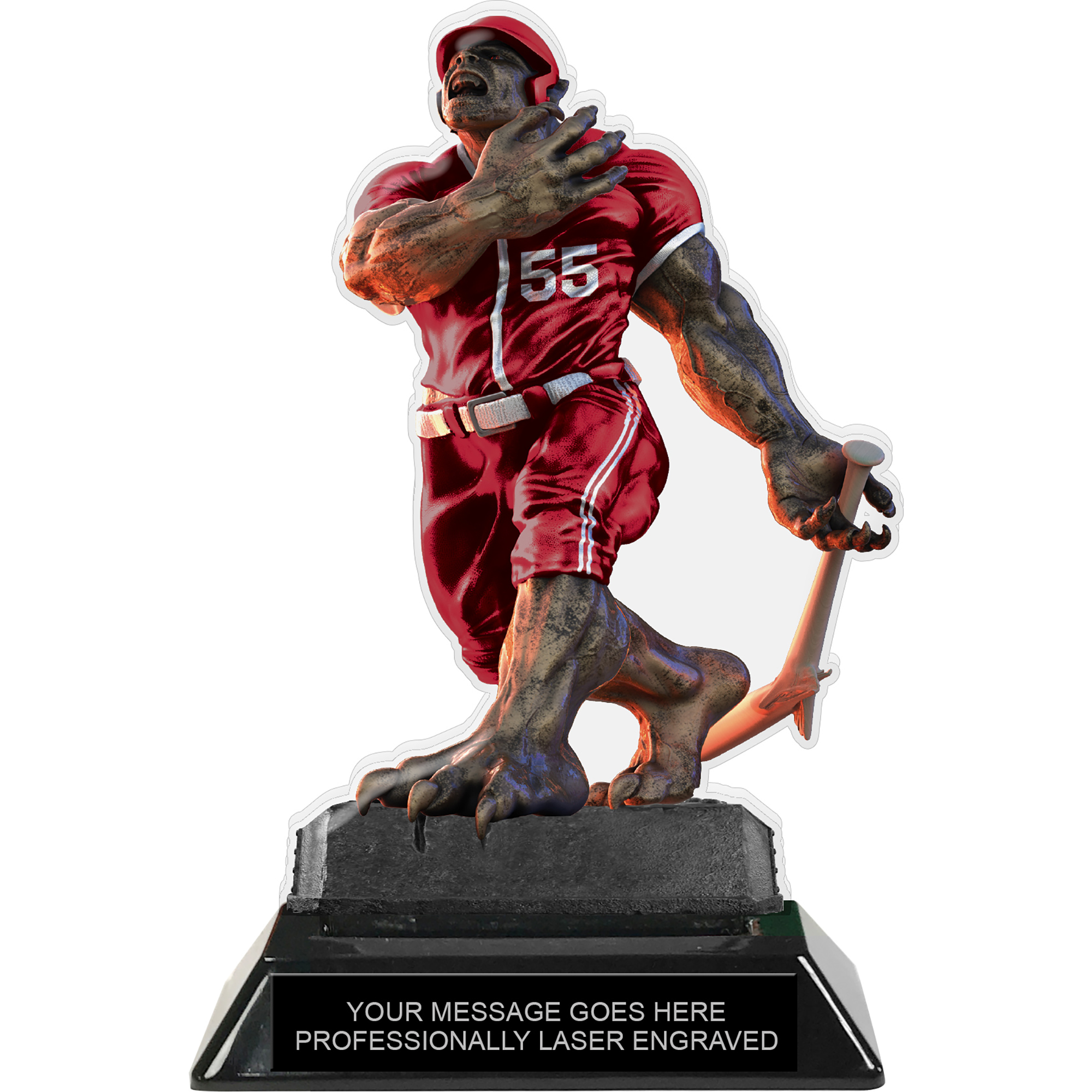 Beast Baseball Choose Your Number Acrylic Trophy - 7 inch Maroon