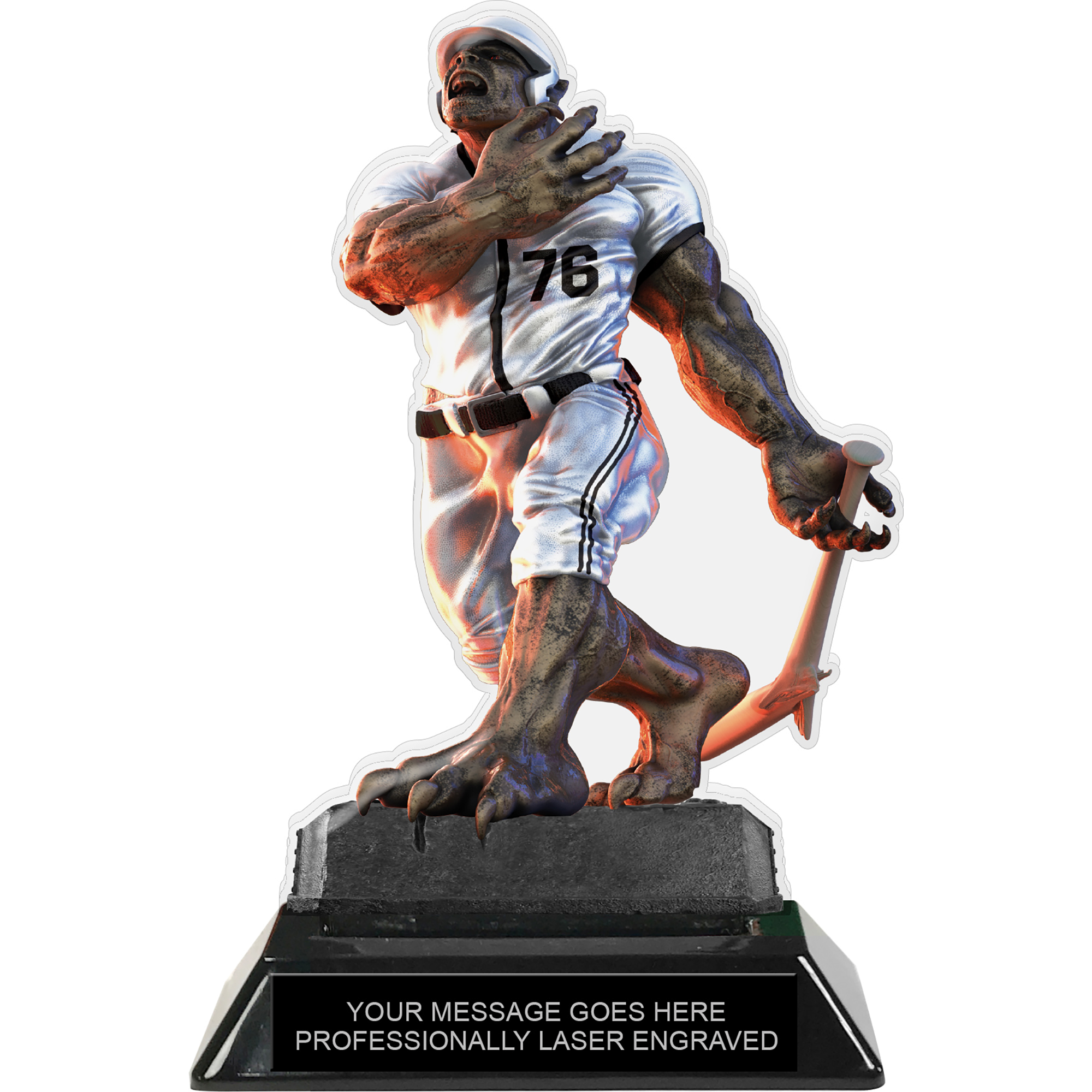 Beast Baseball Choose Your Number Acrylic Trophy - 7 inch White
