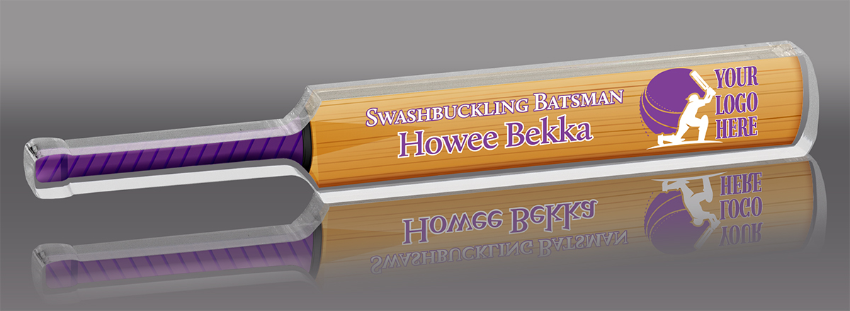 Cricket Bat Full Color Acrylic Award - 12 inch