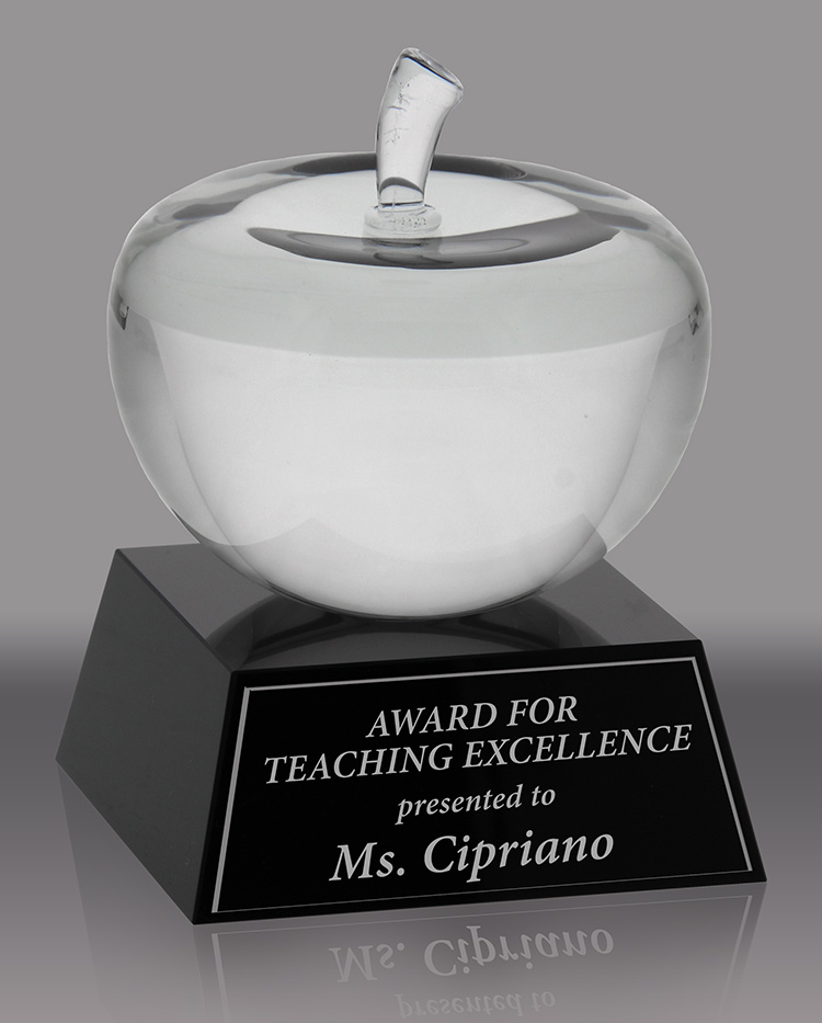 Teachers Pet Crystal Apple Award - 4 inch