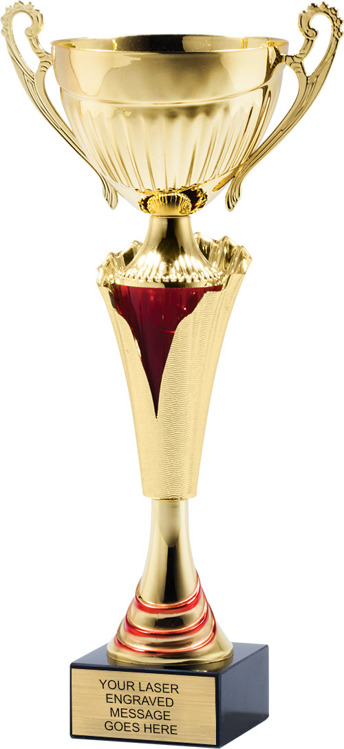 Gold Metal Cup with Red Accents
