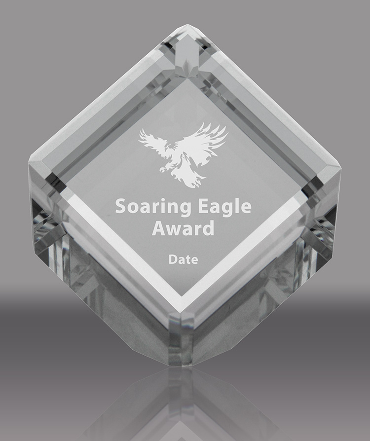 Crystal Beveled Diamond Cube Award - 3 inch