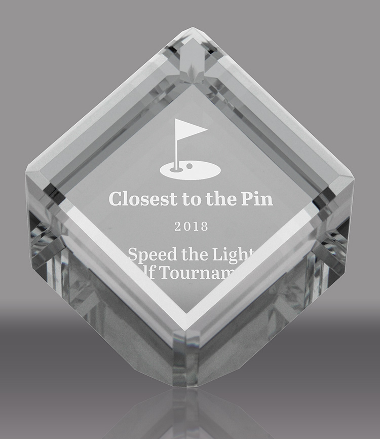 Crystal Beveled Diamond Cube Award - 4 inch