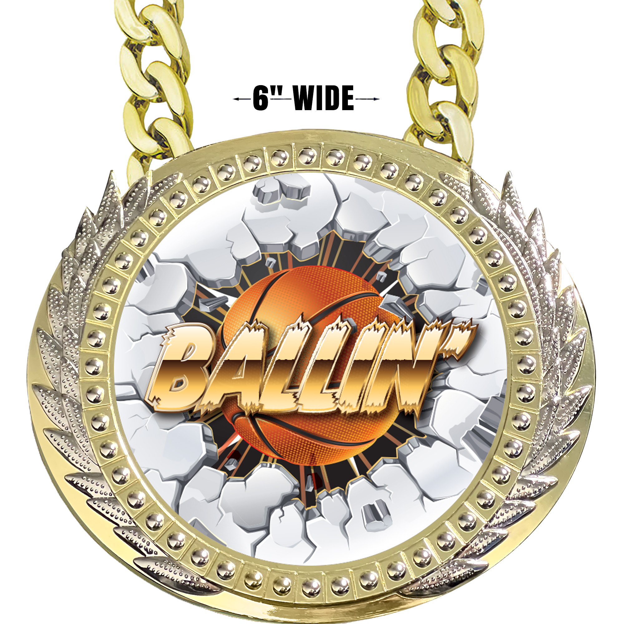 Basketball 6 inch Presidential Metal Champ Chain