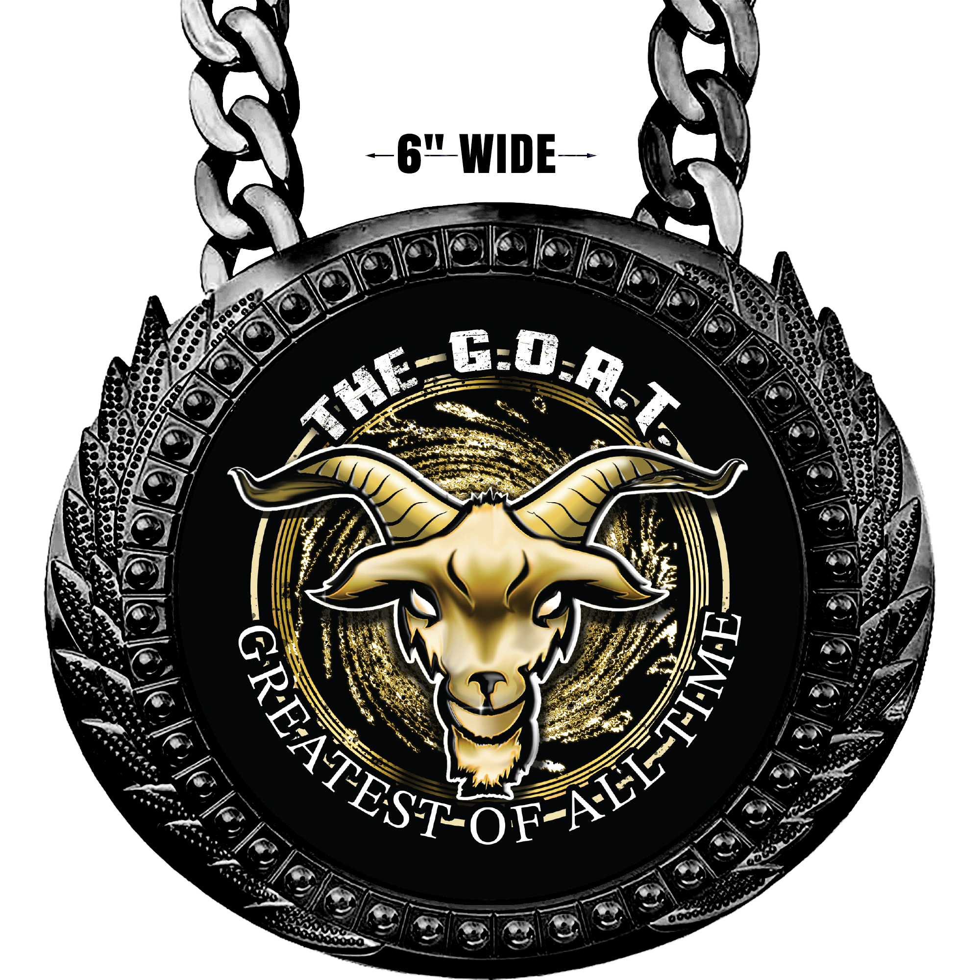 The G.O.A.T. 6 inch Black Chrome Champion Chain