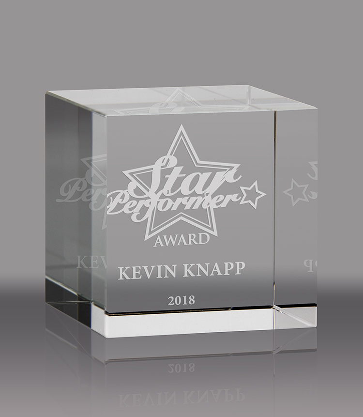 Crystal Straight Cube Paperweight Award - 2.375 inch
