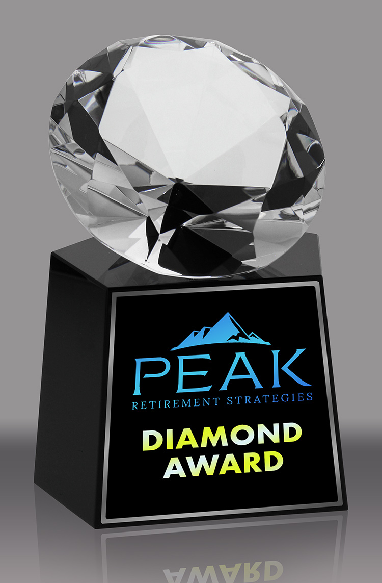 Custom Diamond Crystal Award on Black Crystal Base