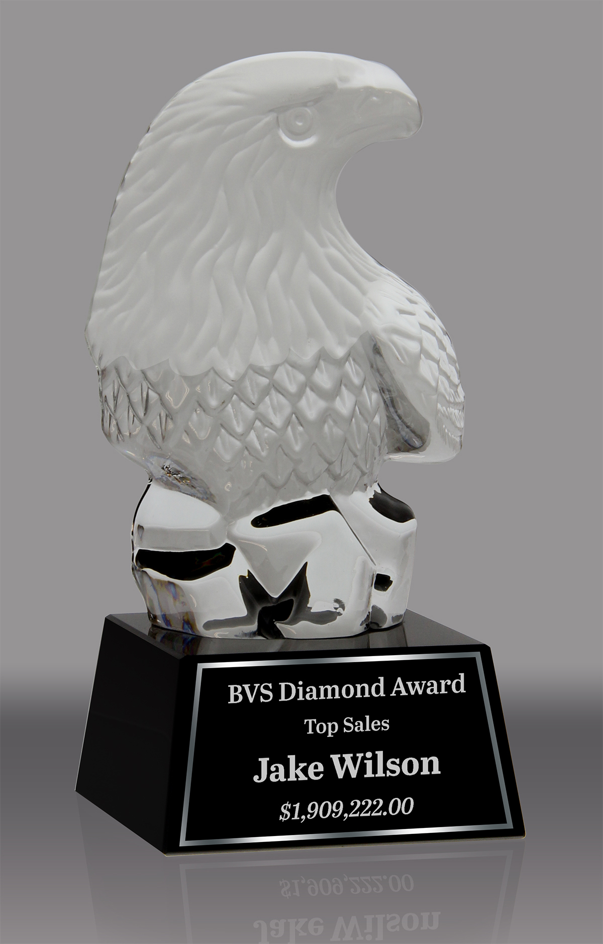 Crystal Eagle Bust Award on Black Crystal Base