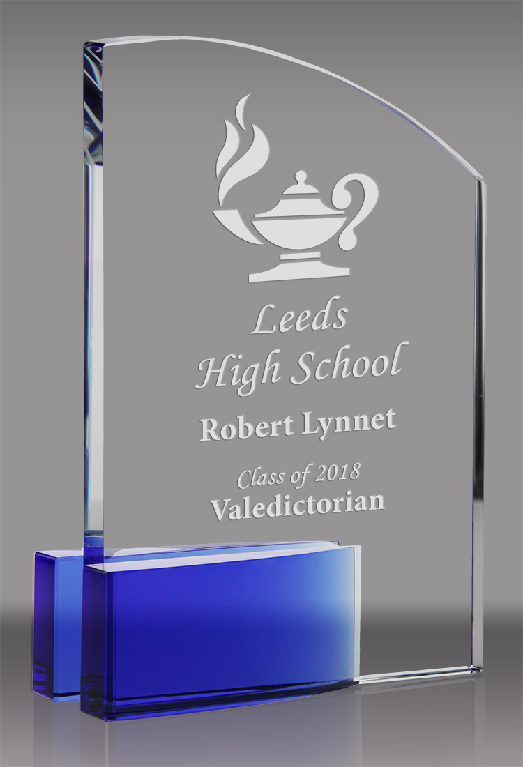 Crystal Arch Award with Cobalt Blue Stand