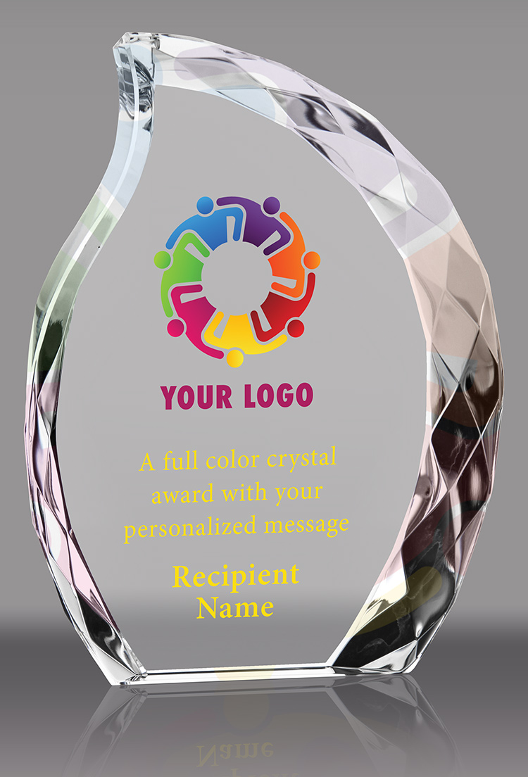 Custom Crystal Faceted Flame Award