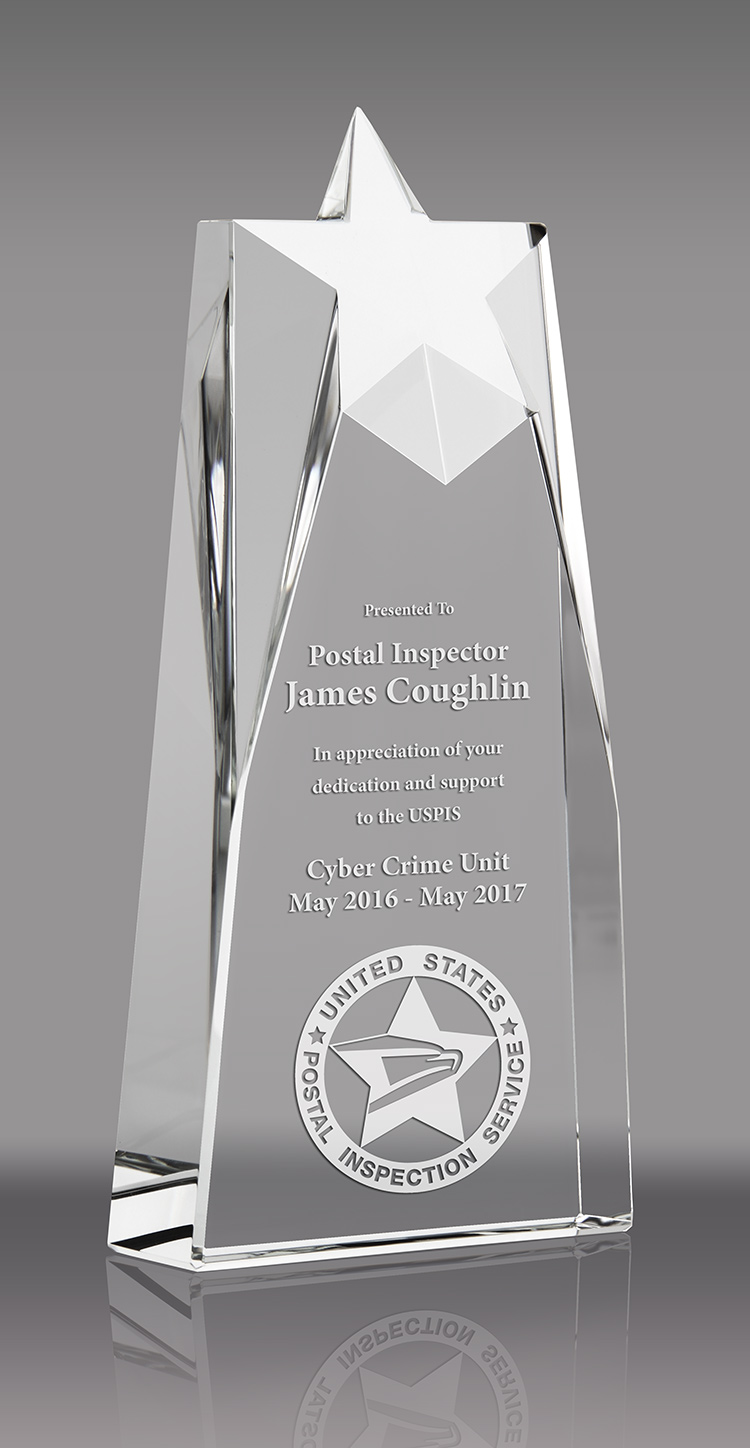Sculpted Crystal Star Award - 10 inch