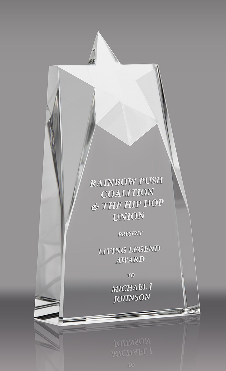 Sculpted Crystal Star Award - 8 inch