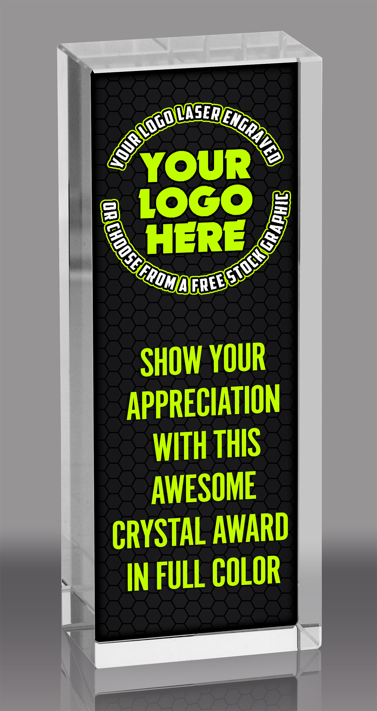 1.25 Inch Thick Custom Vertical Crystal Block Award