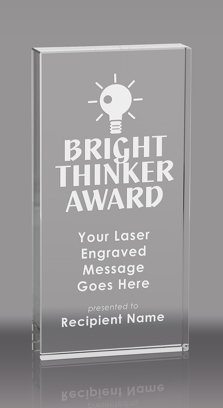 3/4 inch Thick Crystal Vertical Block Award - 3x6 inch