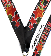 7/8 x 30 in. Cheer Triple Star Sateen Neck Ribbon - Trophy Depot