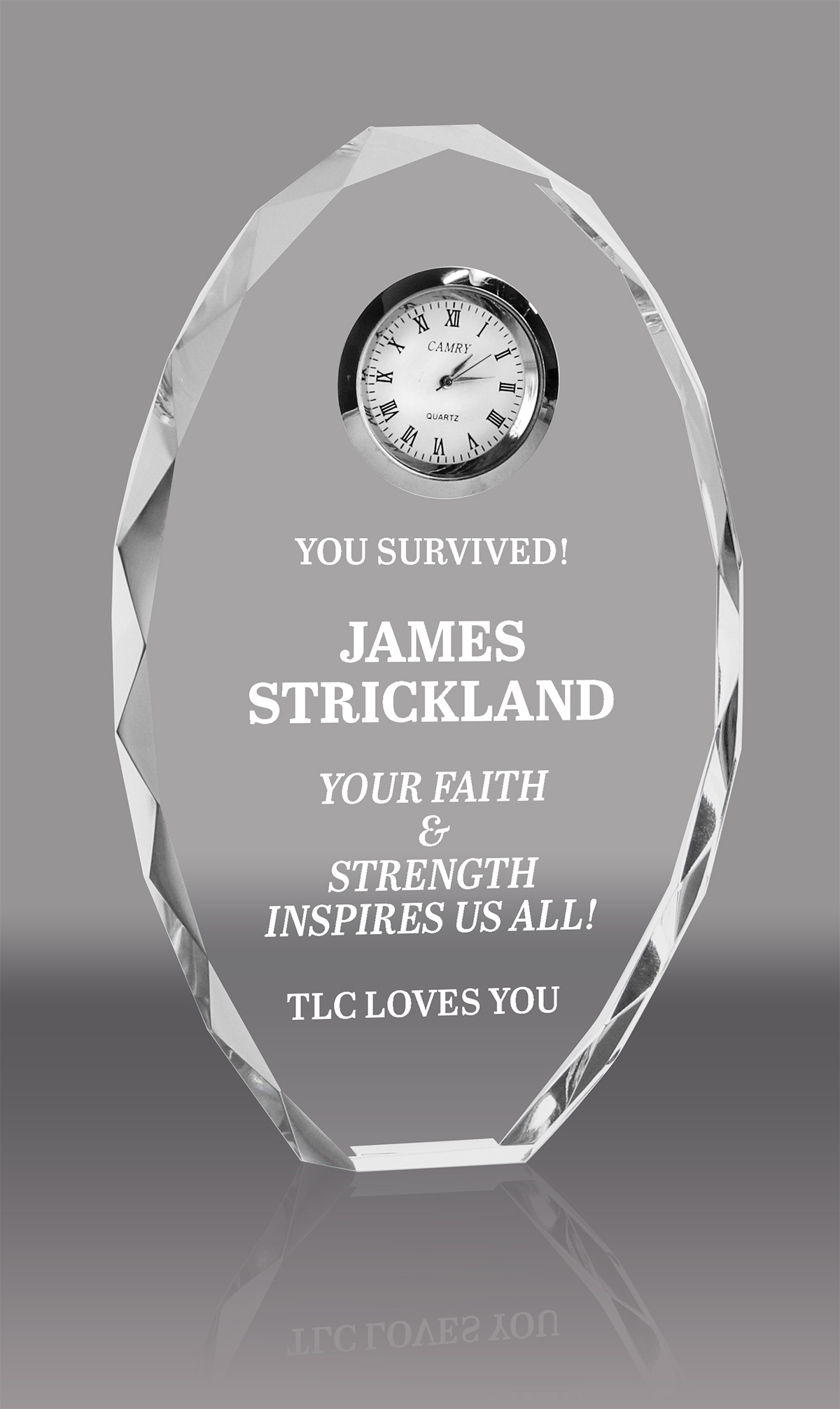 Oval Crystal Clock Award