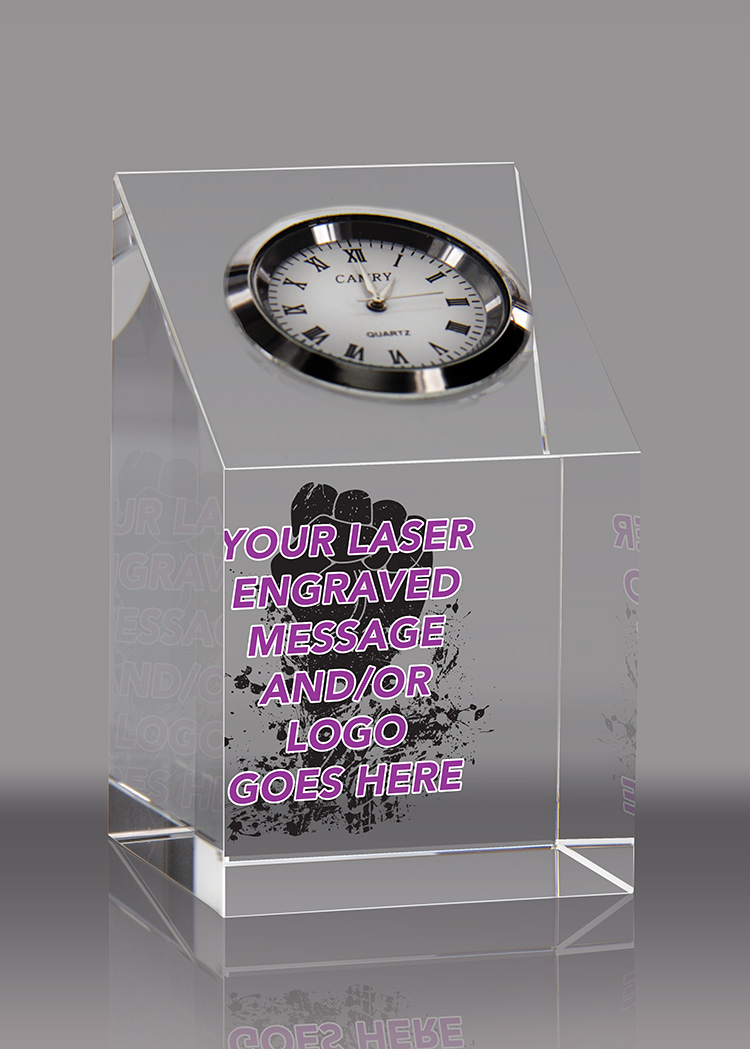 Custom Crystal Clock Paperweight Award