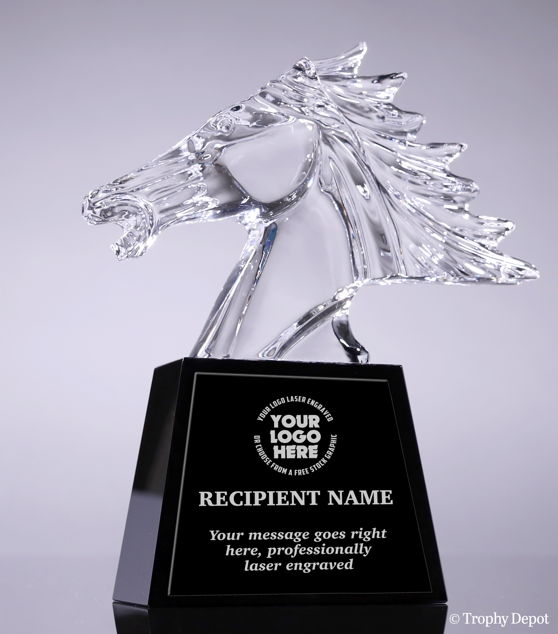 Crystal Horse Head Award - 8 inch