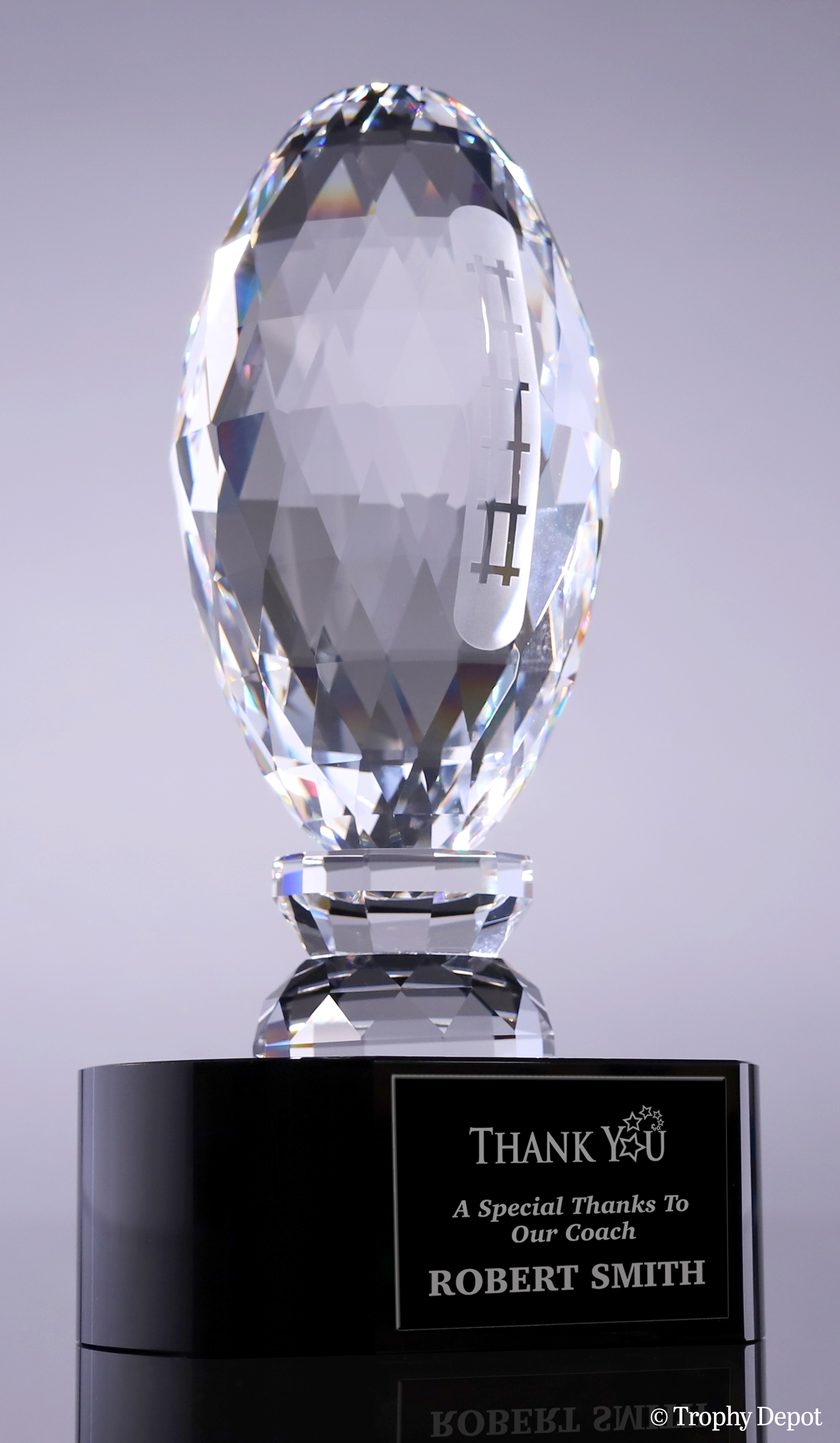 Faceted Crystal Football Award