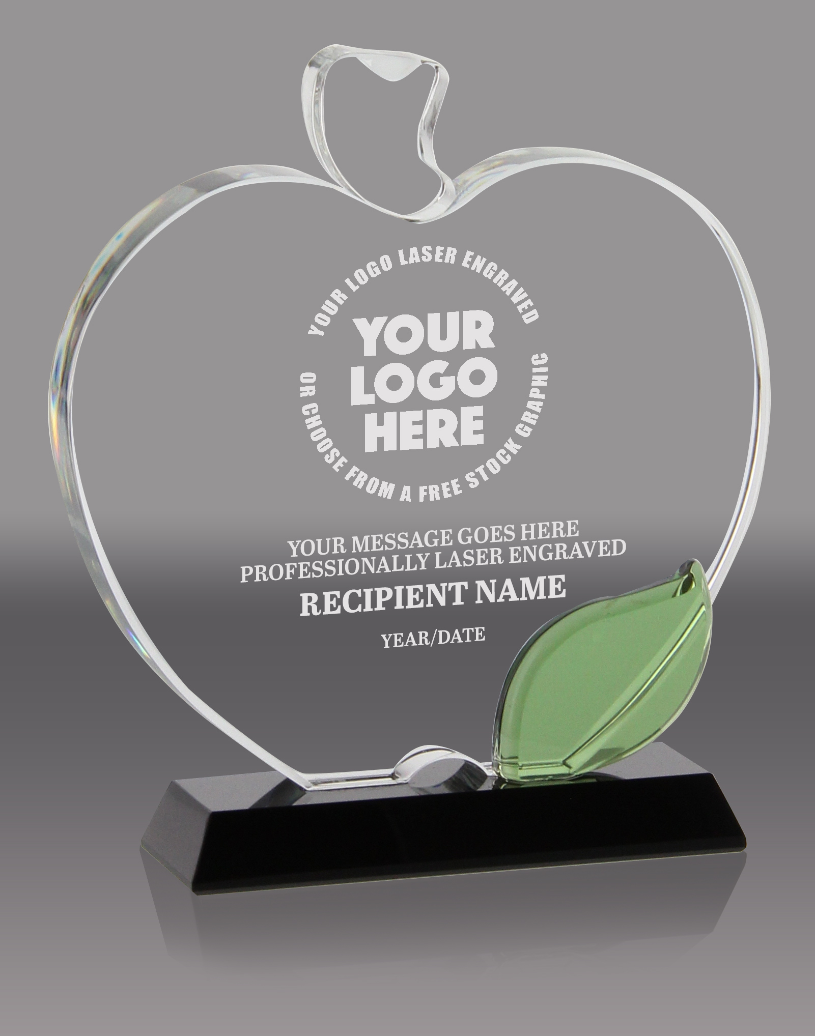 Crystal Green Leaf Apple Award