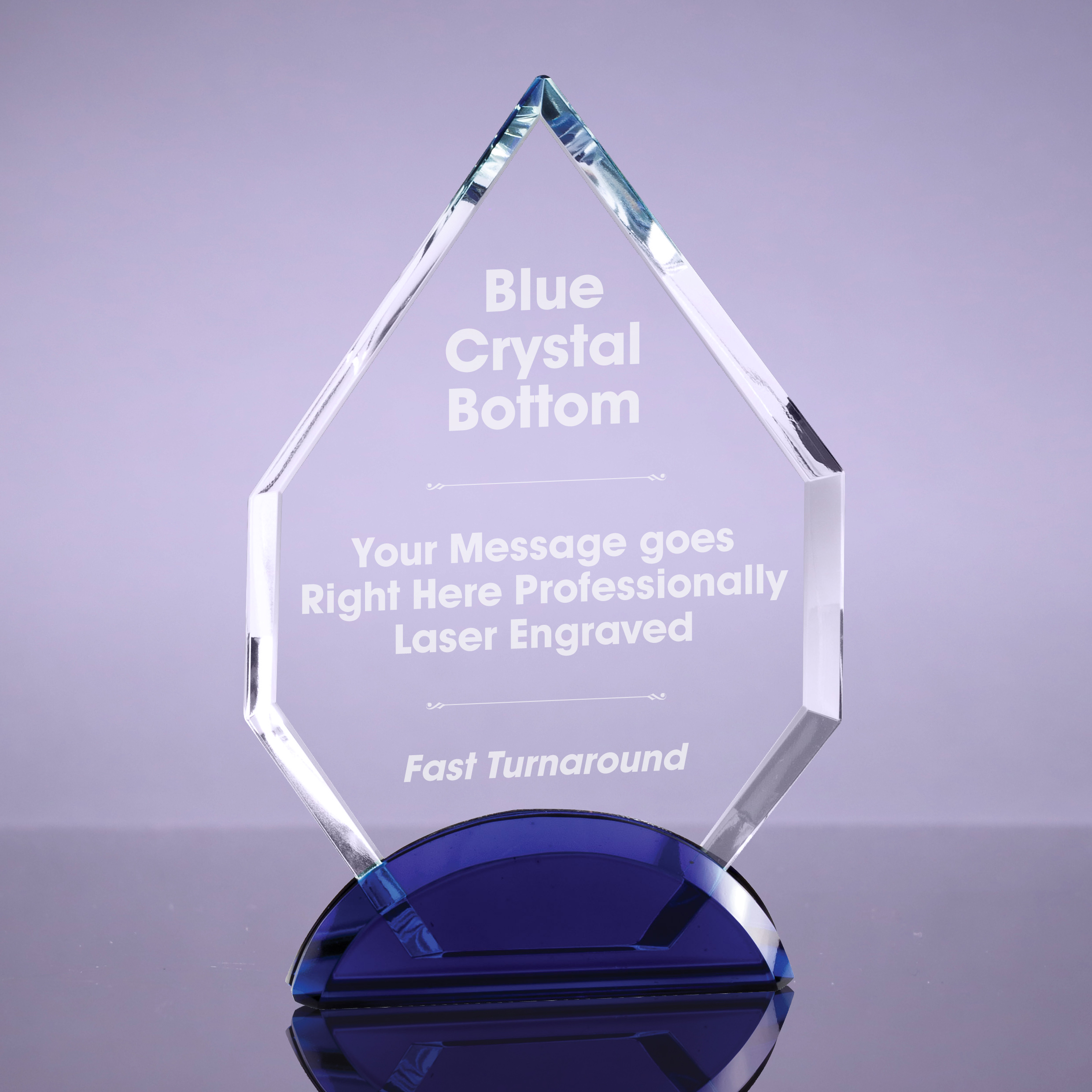 Optical Crystal Arrowhead on Blue Base - 8 inch