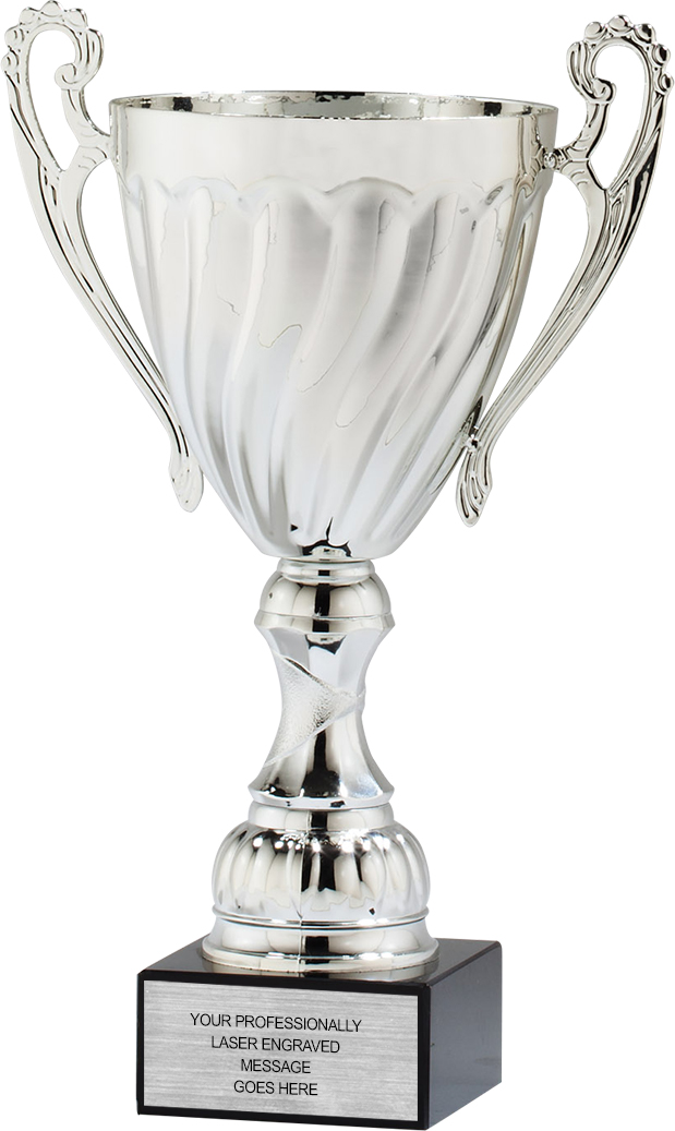 Silver Cup Triple Tier Perpetual Trophy - Trophy Depot