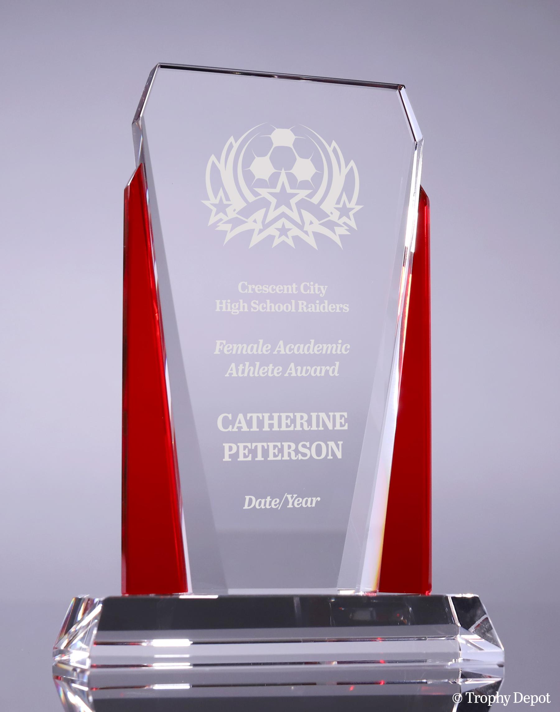 Bethesda Optical Crystal Award - Red 7 inch