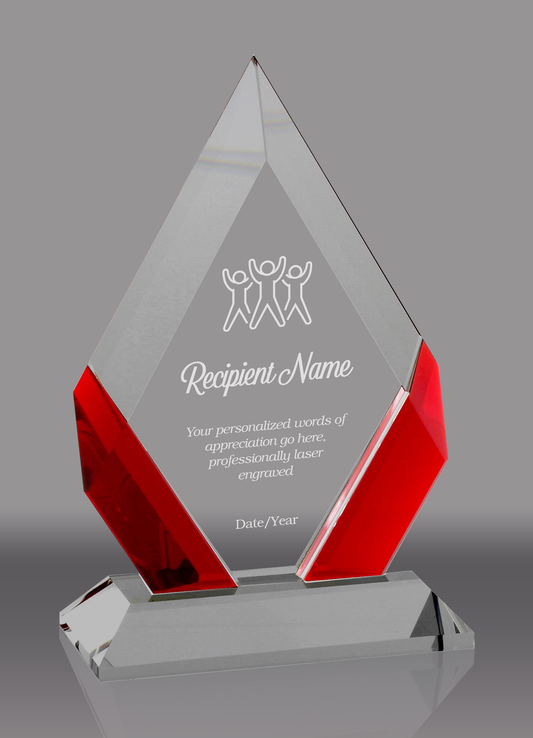 Cambridge Crystal Diamond Award - Red 9 inch