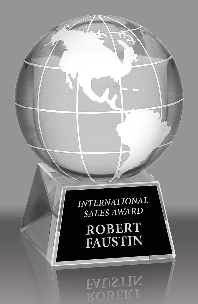 Optical Crystal Globe Award - 4.5 inch