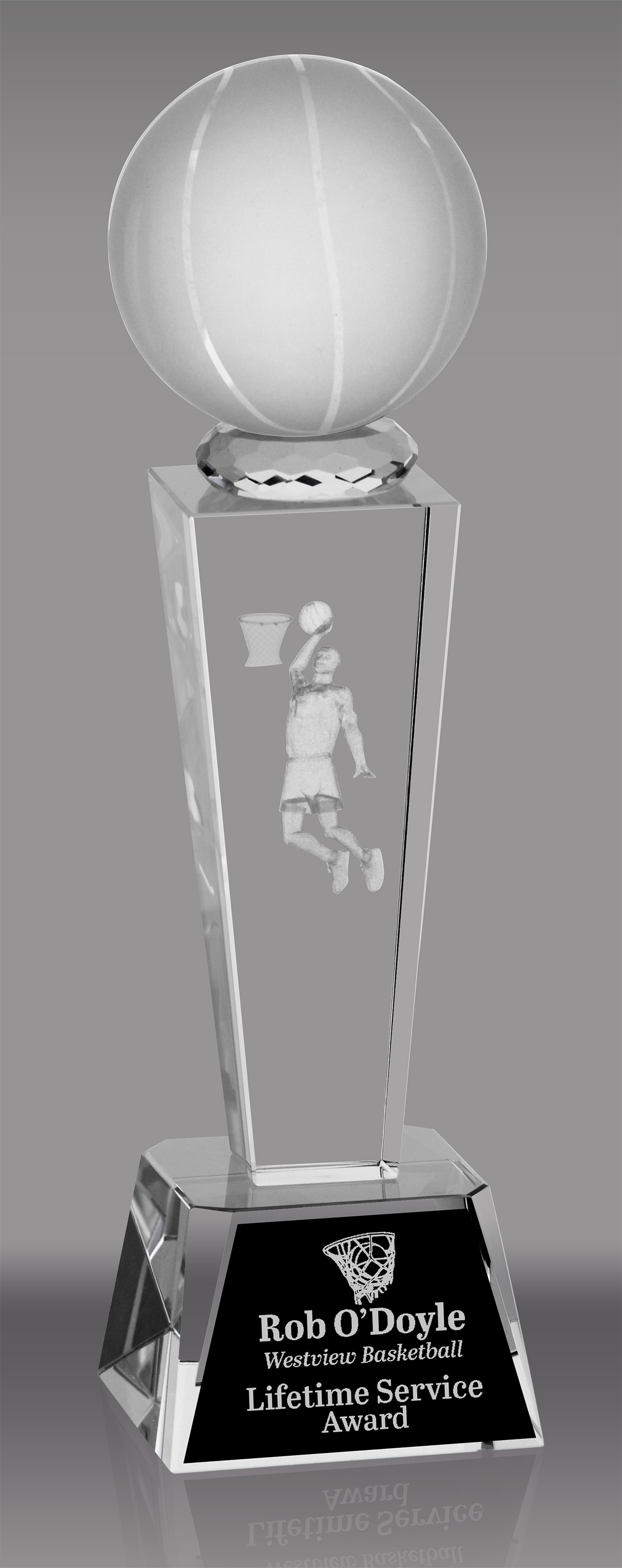 Basketball Male 3D Laser Crystal Trophy